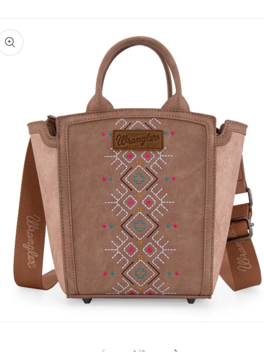 Wrangler Aztec Embroidered Floral Embossed Tote/Crossbody - Dark Pink
Regular